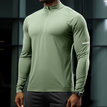 Quick Dry Breathable Sports Mesh Fabric Fitness Workout Active Wear Men's Tshirts Long Sleeve Gym TShirts