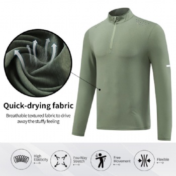 Quick Dry Breathable Sports Mesh Fabric Fitness Workout Active Wear Men's Tshirts Long Sleeve Gym TShirts