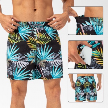 Men Quick Drying Beach Pants Seaside Surfing Resort Hot Spring Mesh Lined Loose Casual Shorts For Men