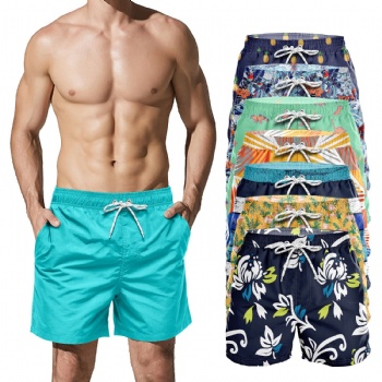 Fashion Trend Men's Short Swim Trunks Quick Dry Custom Multiple Style Summer Breathable Short Beach Pants with Polyester