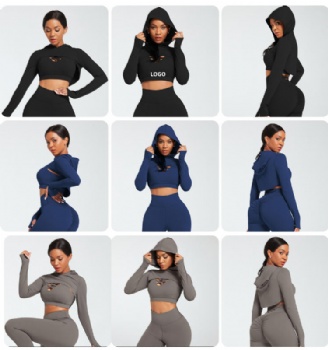 Ropa Athleisure Fitness Clothing Women Gym Clothes Sport Hoodie Yoga Suit Butt Lift Women Long Sleeve 3 Piece Yoga Set