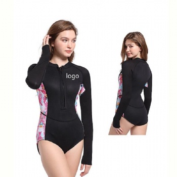 Print Long Sleeve Swimwear Women One Piece Bikinis Sexy 3mm Neoprene Wetsuit Sufing Swimsuit