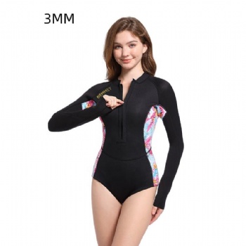 Print Long Sleeve Swimwear Women One Piece Bikinis Sexy 3mm Neoprene Wetsuit Sufing Swimsuit