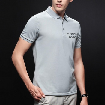 Men 195Gsm Ice Silk Fabric Solid Color Short Sleeve Oversized Golf Polo