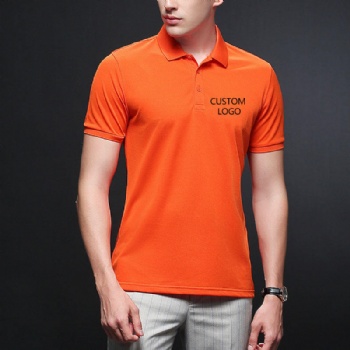 Men 195Gsm Ice Silk Fabric Solid Color Short Sleeve Oversized Golf Polo