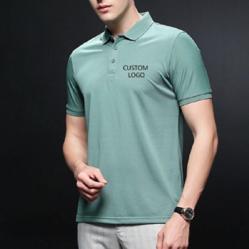 Men 195Gsm Ice Silk Fabric Solid Color Short Sleeve Oversized Golf Polo